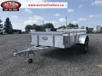 ACTION HOMEOWNERS SERIES 5 X 8 ALUMINUM UTILITY TRAILER WITH SOLID ALUMINUM SIDES AND TOP TIE DOWN R...