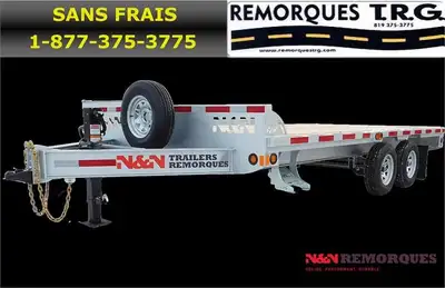 Remorques TRG Remorque Plate forme 8X20 .. Galvanisé a chaud .. 2 essieux 5200 ou 7000 lbs chacune a...