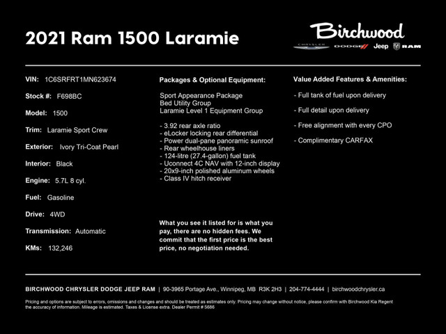 2021 Ram 1500 Laramie | Local | 12" Display | Vented Leather Sea in Cars & Trucks in Winnipeg - Image 4