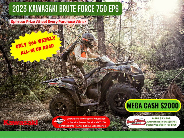 2023 KAWASAKI BRUTE FORCE 750 EPS - Only $66 Weekly all in in ATVs in Fredericton