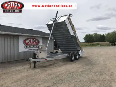 ACTION SERIES 7' X 14' DUMP TRAILER WITH 7 TON GVWR, WOOD EXTENSIONS AND TARP KIT! Handcrafted with...