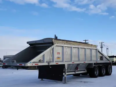 2011 DECAP 40 ft Tri axle Belly Dump Trailer Air Ride Suspension Clam Gate Manual Roll Tarp Aluminum...