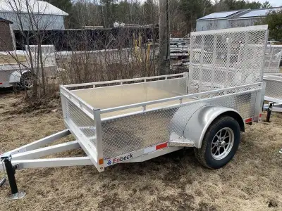 All Aluminum 5x8 utility trailer Solid aluminum sides - Top tie down rail. 15' Galvanized wheel is s...