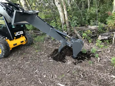 Dig in power, gas, and communication lines, plant trees, dig roots, landscape, trench, etc. 12” toot...