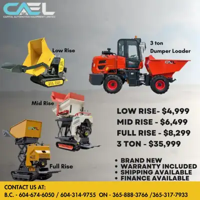 2025 CAEL Dumper low/mid/full rise & 3 ton dumper loader Price : $ 4,999 Description New Mini dumper...
