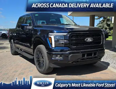 This brand new ANTIMATTER BLUE METALLIC 2025 FORD F-150 LARIAT is powered by a 3.5L POWERBOOST HYBRI...