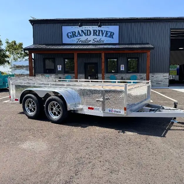 Aluminum 7x16 Tandem Axle Landscape Utility trailer Byfold rear  in Cargo & Utility Trailers in Brantford - Image 4