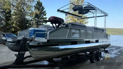 SUN TRACKER 24 Ft Pontoon Boat Party Barge w/ Tandem Axle Trailer 2015 Yamaha 150HP 4 stroke motor S...