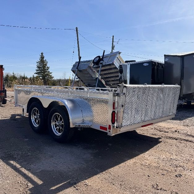 Aluminum 7x16 Tandem Axle Landscape Utility trailer Byfold rear  in Cargo & Utility Trailers in Hamilton