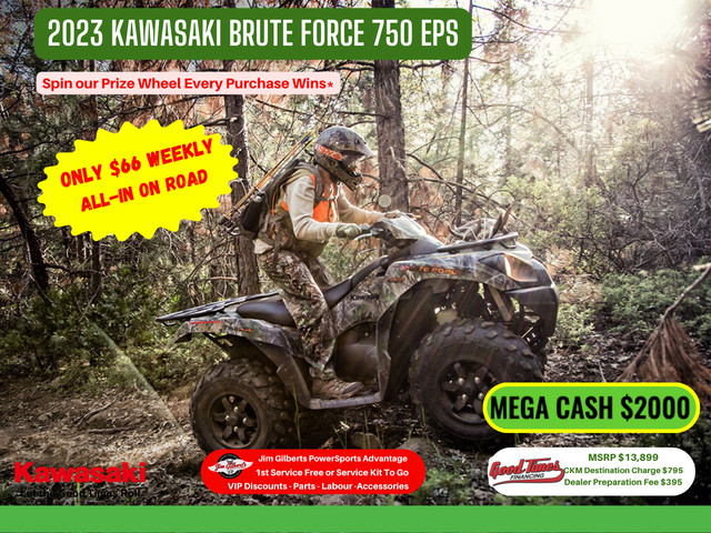 2023 KAWASAKI BRUTE FORCE 750 EPS - Only $66 Weekly all in in ATVs in Fredericton