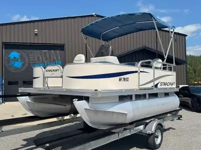 EXTRA CLEAN PONTOON INSIDE AND OUT! RARE SIZE 14'X8' PONTOON BOAT MAX POWER 25HP MERCURY 4-STROKE EF...