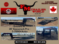 2024 Double A 30ft Pro Gooseneck Flatdeck Trailer 3x7000 lb Axle