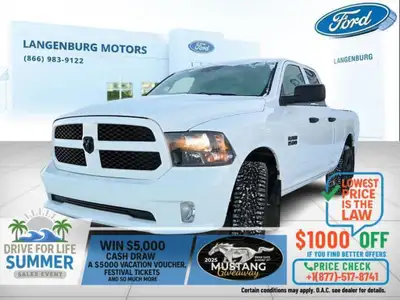 Langenburg Motors invites you to explore this rugged 2018 Ram 1500 ST Express 4x4 Quad Cab With 291,...