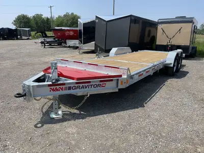 N&N 7 TON 7 X 6+16 GRAVITY TILT DECK GALVANIZED STEEL OPEN EQUIPMENT/CAR HAULER WITH 15K GVWR! Say g...