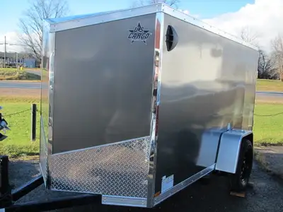 JUST ARRIVED IN CHARCOAL GREY-2025 US CARGO 5' WIDE, 10' LONG PLUS 18'' V-FRONT, 60'' INTERIOR, STON...