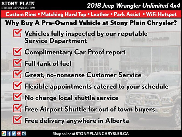  2018 Jeep Wrangler Sahara - Leather, Park Assist, WiFi, V6 in Cars & Trucks in St. Albert - Image 2