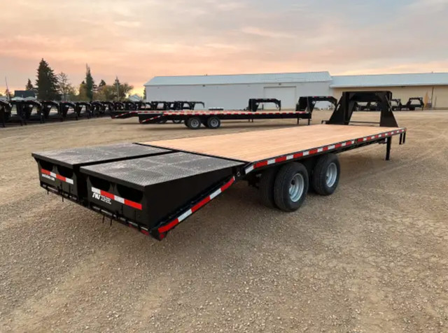 26' TANDEM DUAL GOOSENECK TRAILER, 20,000# GVWR, MONSTER RAMPS in Cargo & Utility Trailers in Calgary - Image 2