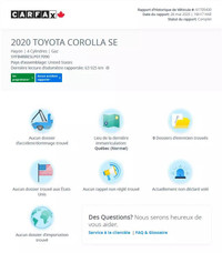 TOYOTA COROLLA XSE FWD 2020/SEMI-CUIR/NAVI/CAMERA/TOIT/BLTH/AC/MAGS/AUCUN ACCIDENT/UN PROPRIO/63996K... (image 1)