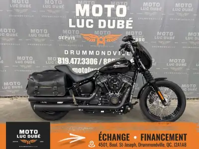 Harley-Davidson FXBB Street Bob 2018 SEULEMENT 9 925 KM MOTO CANADIENNE FREINS ABS MOTEUR 107 M8 FAI...