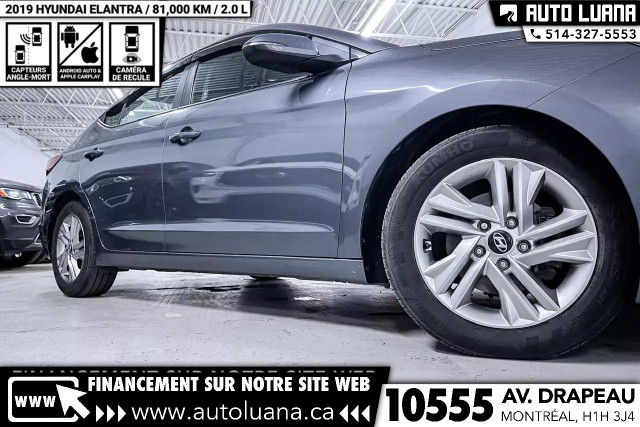 2019 HYUNDAI Elantra Preferred CARPLAY/ANGLE MORT/CAM/81,000km dans Autos et camions  à Ville de Montréal - Image 2