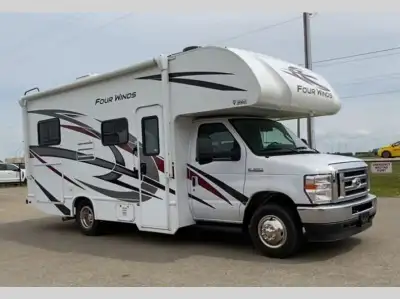 Thor Motor Coach Four Winds Class C gas motorhome 22E highlights: Queen Bed Cab Over Bunk 40in.in. T...