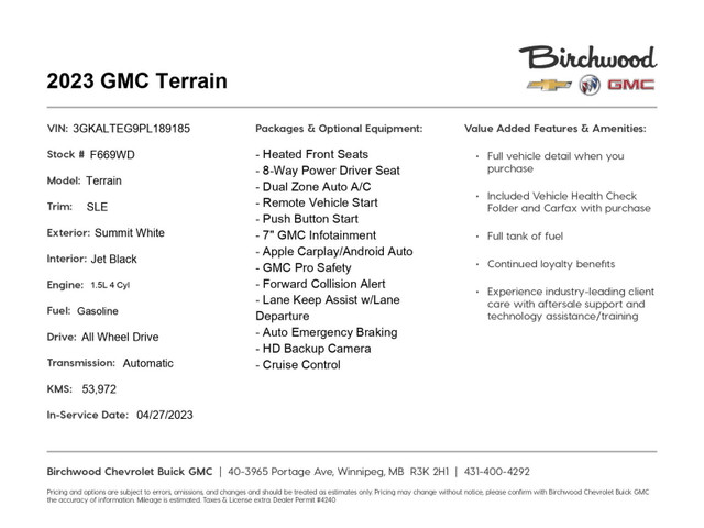 2023 GMC Terrain SLE Power Liftgate | 2nd Set of Winter Tires in Cars & Trucks in Winnipeg - Image 3