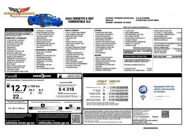 2024 Chevrolet Corvette E-RAY 2LZ -Ceramic Bake Rotors | GT2 Sea in Cars & Trucks in Markham / York Region - Image 2