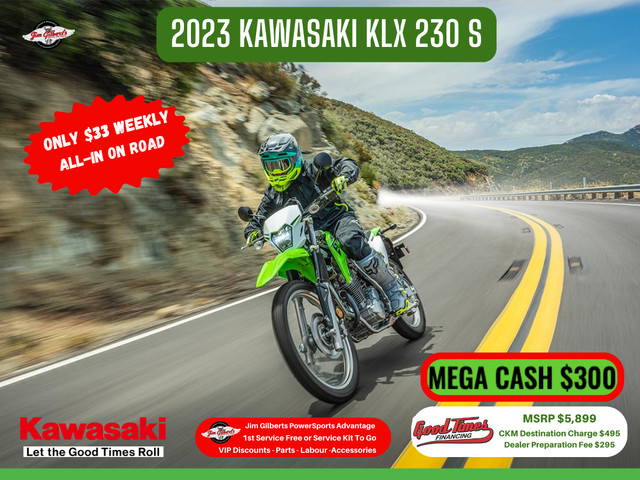 2023 KAWASAKI KLX 230 S ABS - Only $33 Weekly, All-in in Dirt Bikes & Motocross in Fredericton