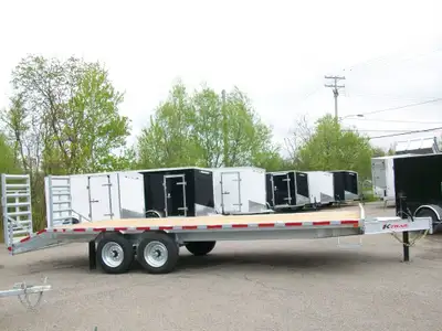 REMORQUE PLATE-FORME DECK OVER 8'.6'' X 23' 20' + 3' DROP 2 ESSIEUX 8000LB.SUSPENSION SLIPPER HD RAM...