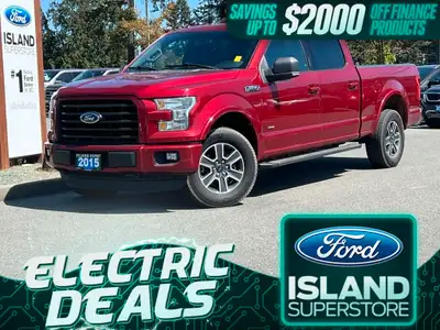 This 2015 Ford F-150 XLT has a Ruby Red Metallic exterior and Black Sport Interior with seating for...