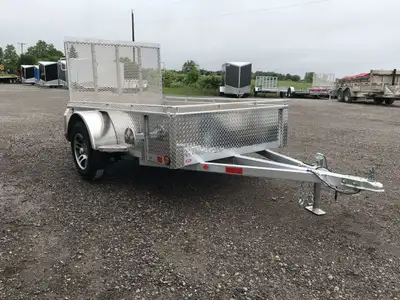 ACTION SERIES 5' X 8' ALUMINUM UTILITY TRAILER WITH REAR MESHED STRAIGHT GATE! Locally built by Menn...
