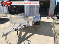 5x8 ALUMINUM UTILITY TRAILER WITH MESHED GATE AND SOLID SIDES