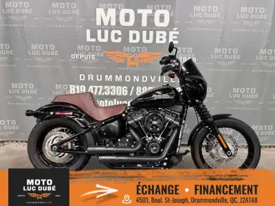 Harley-Davidson FXBB Street Bob 2018 34 146 KM MOTO CANADIENNE ALARME MOTEUR 107 M8 REPOSES-PIEDS CO...