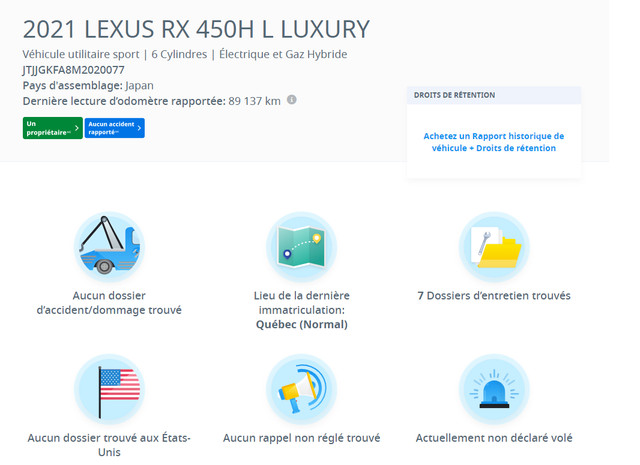 2021 Lexus RX 450h EXECUTIF / NAVIGATION / CAMERA 360 / CUIR 1 P in Cars & Trucks in Laval / North Shore - Image 3