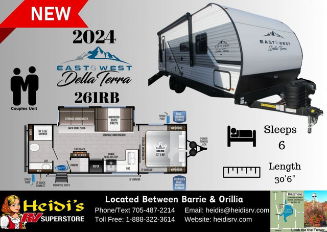 2024 EAST TO WEST DELLA TERRA 261RB (REAR BATHROOM*) in Travel Trailers & Campers in Barrie