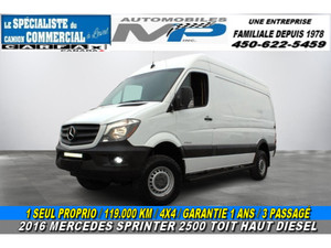 2016 Mercedes-Benz Sprinter Van 2500 4X4 TOIT HAUT DIESEL 119.000 KM 3 PASSAGÉ