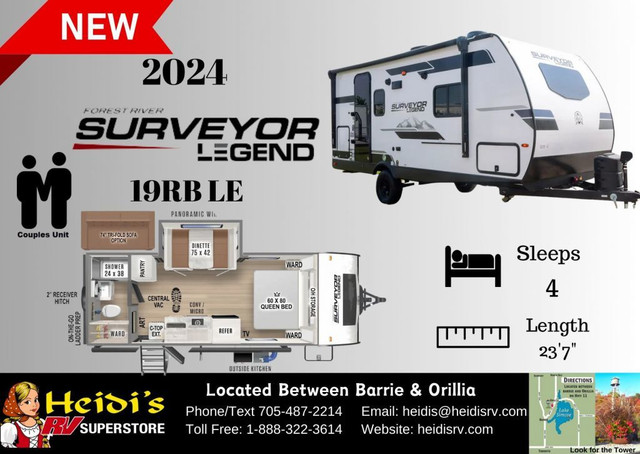 2024 FOREST RIVER SURVEYOR LEGEND 19RBLE (REAR BATH*) in Travel Trailers & Campers in Barrie - Image 2