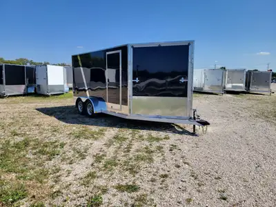 7x14' + 5' Vnose 7' interior height One piece aluminum roof seamless exterior cladding Single Color...