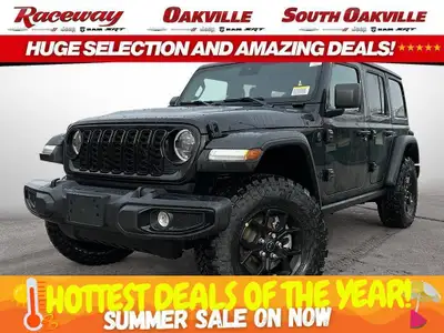 2025 JEEP WRANGLER WILLYS 4X4 Black Exterior Black Cloth Low Back Bucket Seats 3.6L V6 Engine - Park...