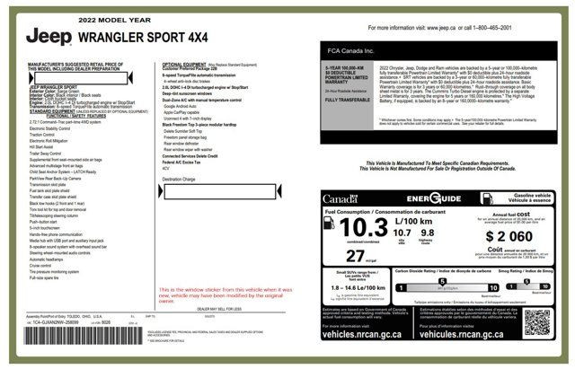 2022 Jeep Wrangler Sport 4x4 FreedomTop Backup Camera Bluetooth in Cars & Trucks in City of Toronto - Image 4