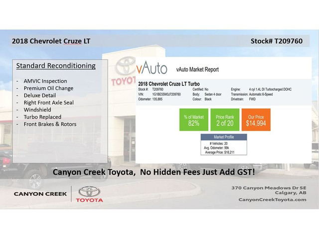  2018 Chevrolet Cruze LT - 6AT in Cars & Trucks in Calgary - Image 2