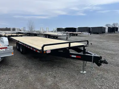 MENNONITE MADE ACTION SERIES 5 TON STEEL STRAIGHT DECK DECKOVER EQUIPMENT HAULER 102in. X 20 Introdu...