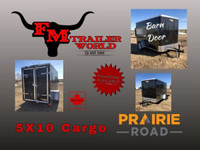 2023 Prairie Road 5x10 Cargo Trailer Single Axle Black Barn Door