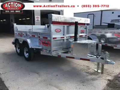 N&N HOT DIP GALAVANIZED 72" X 10' LOW PRO 10K TANDEM AXLE TELESCOPIC DUMP TRAILER WITH SPARE TIRE MO...