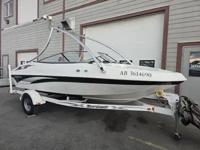 WAKEBOARD TOWER FIBERGLASS LINER WITH SNAP IN CARPET SINGLE AXLE TRAILER