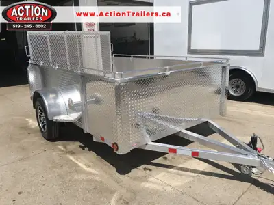 ACTION SERIES 6 X 10 ALL ALUMINUM UTILITY TRAILERS WITH SOLID ALUMINUM SIDES AND TOP TIE DOWN RAIL (...