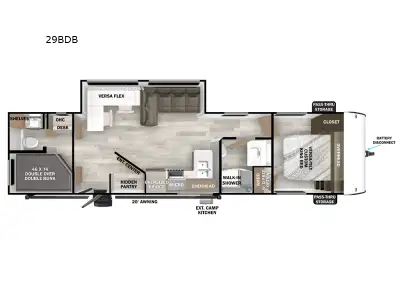 Forest River Wildwood travel trailer 29BDB highlights: Rear Bunkhouse Suite Panoramic Windows Outsid...