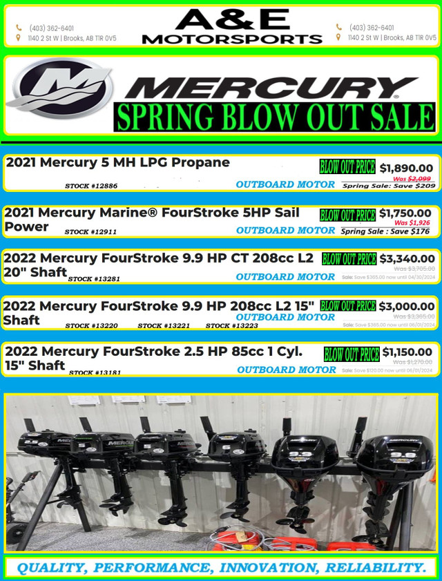 2022 Mercury SPRING BLOWOUT SALE in Powerboats & Motorboats in Medicine Hat