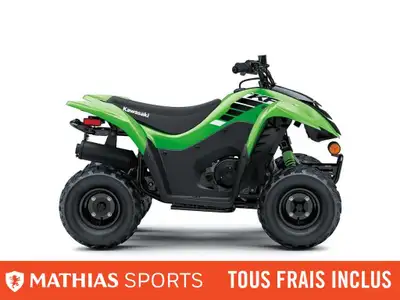 Concessionnaire des véhicules neufs et d'occasion. VTT KAWASAKI KFX50 2025 Le plaisir à quatre roues...
