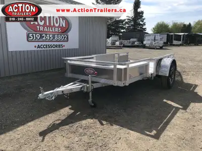 HOMEOWNERS SPACE-SAVER SERIES 5 X 10 ALUMINUM UTILITY TRAILER WITH SOLID ALUMINUM SIDES AND REMOVABL...